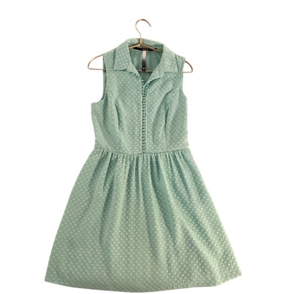 Kensie Knox polka dot mint green Retro dress with‎ collar. EUC. Size Small. - Picture 1 of 10